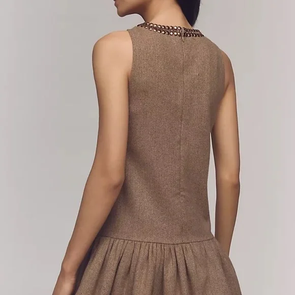 NWT By Anthropologie Beaded Keyhole Sleeveless Mini Dress Sz L - Picture 11 of 15